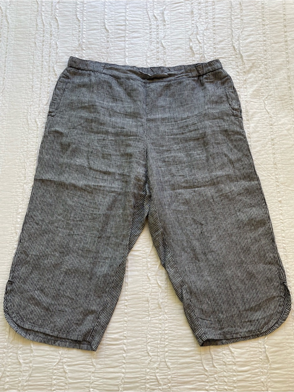 Coldwater Creek 100% Linen Wide-Leg Crop Pants | 1X